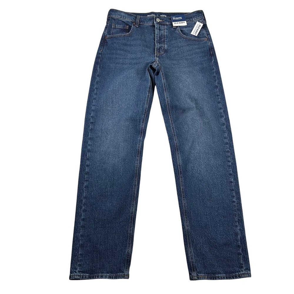 Old Navy Jeans Womens 2 Slouchy Straight Leg Denim Button Medium Wash Classic
